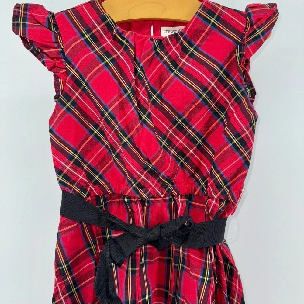 Crewcuts Girls Christmas Plaid Dress with Black Tie Belt